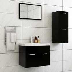 vidaXL Set Mobili da Bagno Nero in Truciolato