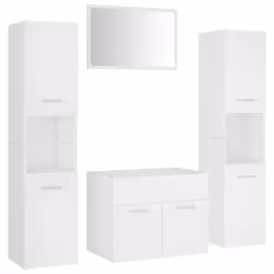 vidaXL Set Mobili da Bagno Bianco in Truciolato - Vista aggiuntiva 2