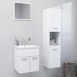 vidaXL Set Mobili da Bagno Bianco in Legno Multistrato