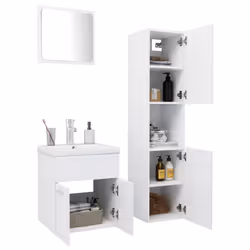vidaXL Set Mobili da Bagno Bianco in Legno Multistrato - Vista aggiuntiva 3