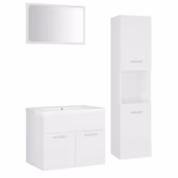 vidaXL Set Mobili da Bagno Bianco in Legno Multistrato - Vista aggiuntiva 2