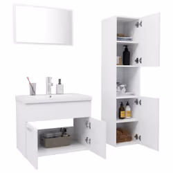 vidaXL Set Mobili da Bagno Bianco in Legno Multistrato - Vista aggiuntiva 3