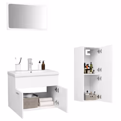 Set Mobili da Bagno Bianco in Truciolatocod mxl 96716 - Vista aggiuntiva 3