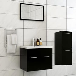 Set da bagno con sottolavabo specchio e mobiletto a muro a 2 ante vari colori colore: Nero