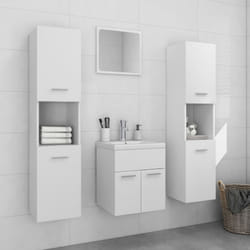 vidaXL Set Mobili da Bagno Bianco in Legno Multistrato