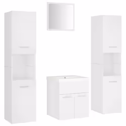 vidaXL Set Mobili da Bagno Bianco in Legno Multistrato - Vista aggiuntiva 2