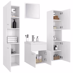 vidaXL Set Mobili da Bagno Bianco in Legno Multistrato - Vista aggiuntiva 3