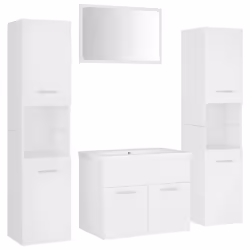 vidaXL Set Mobili da Bagno Bianco in Legno Multistrato - Vista aggiuntiva 2