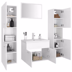 vidaXL Set Mobili da Bagno Bianco in Legno Multistrato - Vista aggiuntiva 3