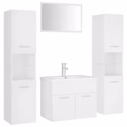 vidaXL Set Mobili da Bagno Bianco in Legno Multistrato - Vista aggiuntiva 2