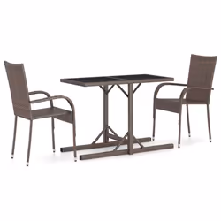 vidaXL Set Mobili da Pranzo per Giardino 3 pz Marrone - Vista aggiuntiva 2