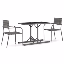 vidaXL Set Mobili da Pranzo per Giardino 3 pz Grigio - Vista aggiuntiva 2