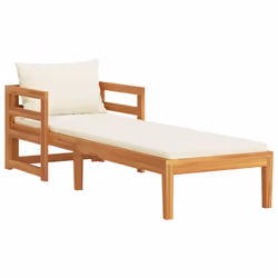 vidaXL Lettino Prendisole con Cuscini Bianco Crema in Acacia Massello - Vista aggiuntiva 2