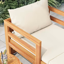 vidaXL Lettino Prendisole con Cuscini Bianco Crema in Acacia Massello - Vista aggiuntiva 3