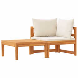 vidaXL Set Divani Giardino 2 pz Cuscini Bianco Crema in Legno d'Acacia - Vista aggiuntiva 2