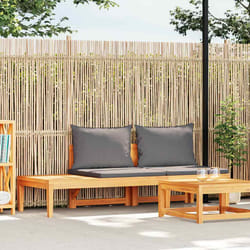 vidaXL Panca Giardino Tavolo e Cuscini Grigio Scuro Massello d'Acacia