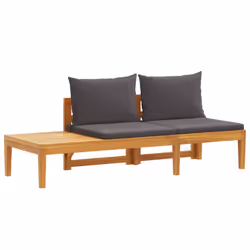 vidaXL Panca Giardino Tavolo e Cuscini Grigio Scuro Massello d'Acacia - Vista aggiuntiva 2