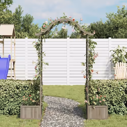 Pergola da Giardino con Fioriera Grigio Legno Massello di Abetecod mxl 73115 - Vista aggiuntiva 2