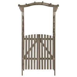 Pergolato con Cancello 116x40x204 cm Grigio in Legno di Abetecod mxl 97134 - Vista aggiuntiva 2