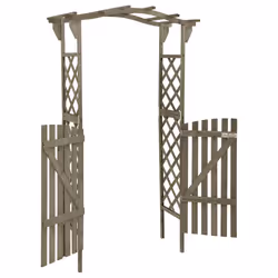 Pergolato con Cancello 116x40x204 cm Grigio in Legno di Abetecod mxl 97134 - Vista aggiuntiva 3
