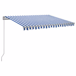 vidaXL Tenda da Sole Retrattile Manuale con LED 300x250cm Blu e Bianco - Vista aggiuntiva 2