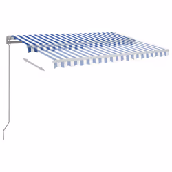 vidaXL Tenda da Sole Retrattile Manuale con LED 300x250cm Blu e Bianco - Vista aggiuntiva 3