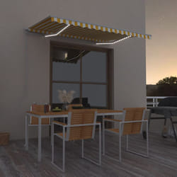 Vidaxl - Tenda da Sole Manuale con led 300x250 cm Gialla e Bianca 53093