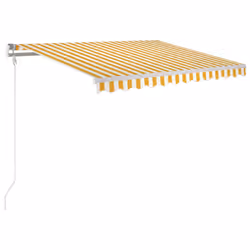 vidaXL Tenda da Sole Retrattile Manuale 350x250 cm Gialla e Bianca - Vista aggiuntiva 2