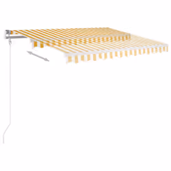 vidaXL Tenda da Sole Retrattile Manuale 350x250 cm Gialla e Bianca - Vista aggiuntiva 3