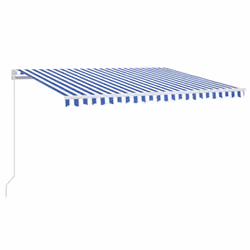 vidaXL Tenda da Sole Retrattile Manuale con LED 400x300cm Blu e Bianco - Vista aggiuntiva 2