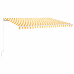 vidaXL Tenda da Sole Retrattile Manuale e LED 400x300cm Gialla Bianca - Vista aggiuntiva 2