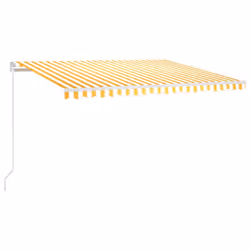 vidaXL Tenda da Sole Retrattile Manuale 450x300 cm Gialla e Bianca - Vista aggiuntiva 2