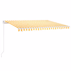 vidaXL Tenda da Sole Retrattile Manuale e LED 450x300 cm Gialla Bianca - Vista aggiuntiva 2
