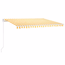 vidaXL Tenda da Sole Retrattile Automatica 450x300 cm Gialla e Bianca - Vista aggiuntiva 2