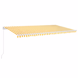 vidaXL Tenda da Sole Retrattile Manuale e LED 600x300cm Gialla Bianca - Vista aggiuntiva 2