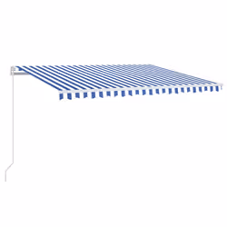 vidaXL Tenda da Sole Retrattile Manuale 400x350 cm Blu e Bianca - Vista aggiuntiva 2