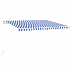 vidaXL Tenda da Sole Retrattile Manuale 450x350 cm Blu Bianca - Vista aggiuntiva 2