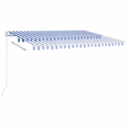 vidaXL Tenda da Sole Retrattile Manuale 450x350 cm Blu Bianca - Vista aggiuntiva 3