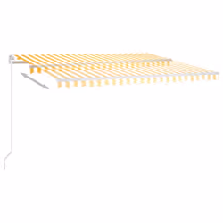 vidaXL Tenda da Sole Retrattile Manuale 450x350 cm Gialla e Bianca - Vista aggiuntiva 3