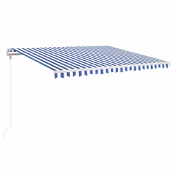vidaXL Tenda da Sole Retrattile Automatica 450x350 cm Blu e Bianca - Vista aggiuntiva 2
