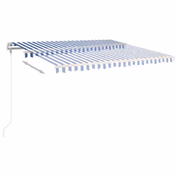 vidaXL Tenda da Sole Retrattile Automatica 450x350 cm Blu e Bianca - Vista aggiuntiva 3