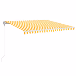 vidaXL Tenda da Sole Retrattile Automatica 450x350 cm Gialla e Bianca - Vista aggiuntiva 2