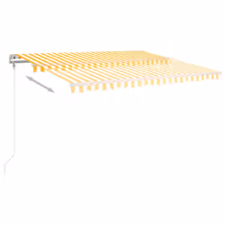 vidaXL Tenda da Sole Retrattile Automatica 450x350 cm Gialla e Bianca - Vista aggiuntiva 3