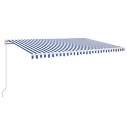 vidaXL Tenda da Sole Retrattile Manuale LED 500x350 cm Blu e Bianca - Vista aggiuntiva 2