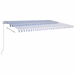 vidaXL Tenda da Sole Retrattile Manuale LED 500x350 cm Blu e Bianca - Vista aggiuntiva 3