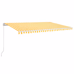 vidaXL Tenda da Sole Retrattile Manuale LED 350x250 cm Gialla e Bianca - Vista aggiuntiva 2