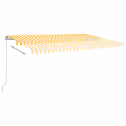 vidaXL Tenda da Sole Retrattile Manuale LED 350x250 cm Gialla e Bianca - Vista aggiuntiva 3