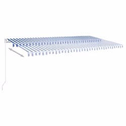 vidaXL Tenda da Sole Retrattile Manuale con LED 600x350 cm Blu Bianco - Vista aggiuntiva 3