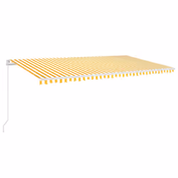 vidaXL Tenda da Sole Retrattile Manuale LED 600x350 cm Giallo Bianco - Vista aggiuntiva 2