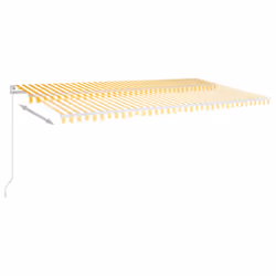 vidaXL Tenda da Sole Retrattile Manuale LED 600x350 cm Giallo Bianco - Vista aggiuntiva 3
